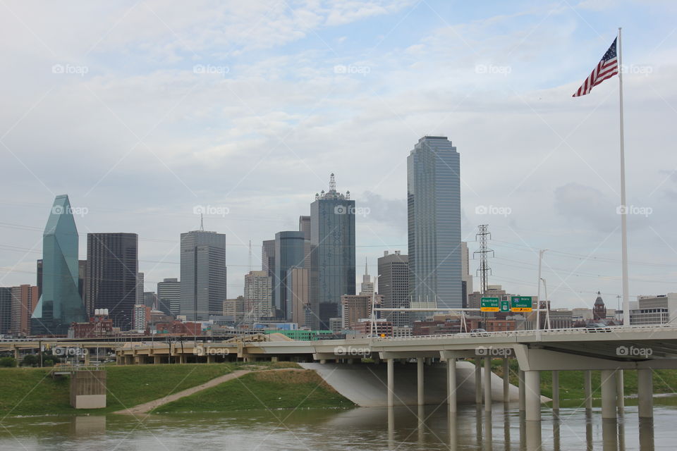 Going downtown . View of downtown Dallas from trinity river