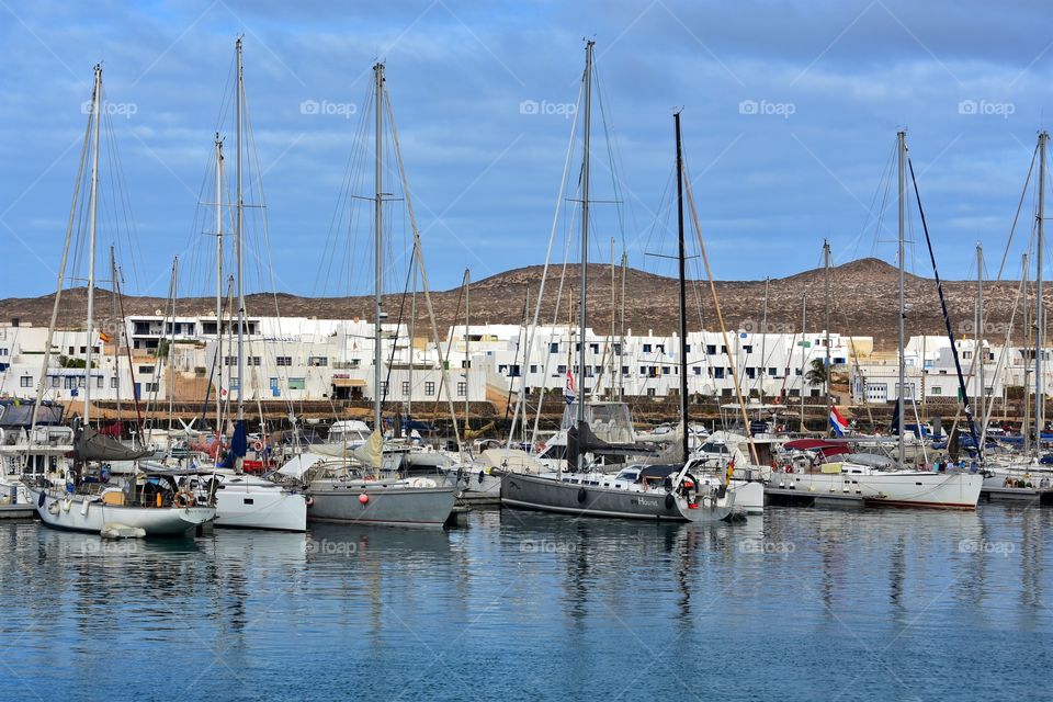 yachts in the port on graciosa canary island in Spain