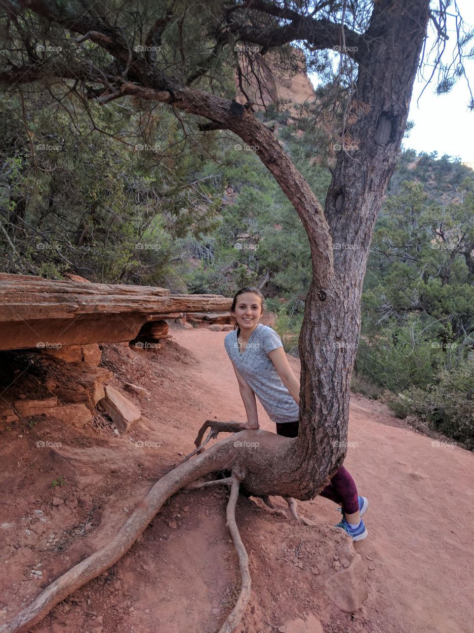 Girl with tree in Zion's National Park