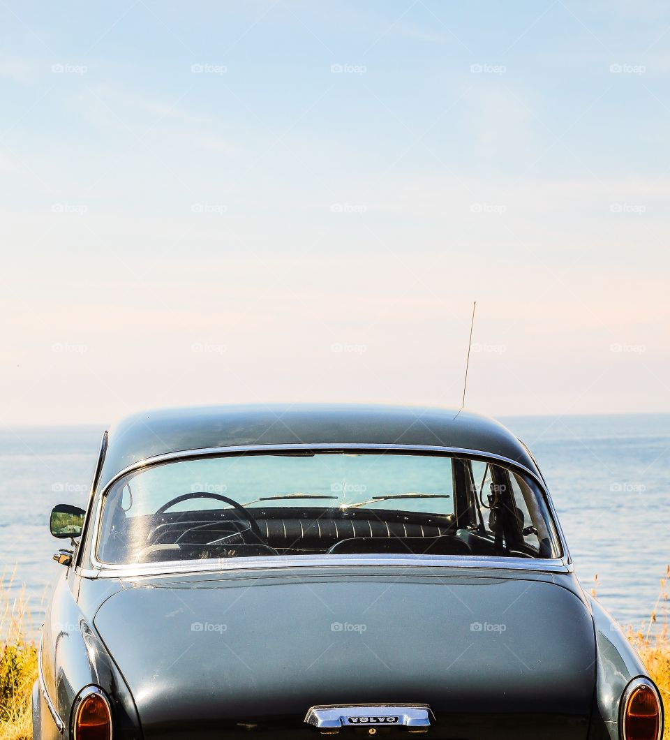 Vintage car. Vintage car by the beach