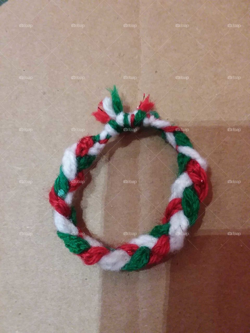 Handmade crochet Christmas bracelet
