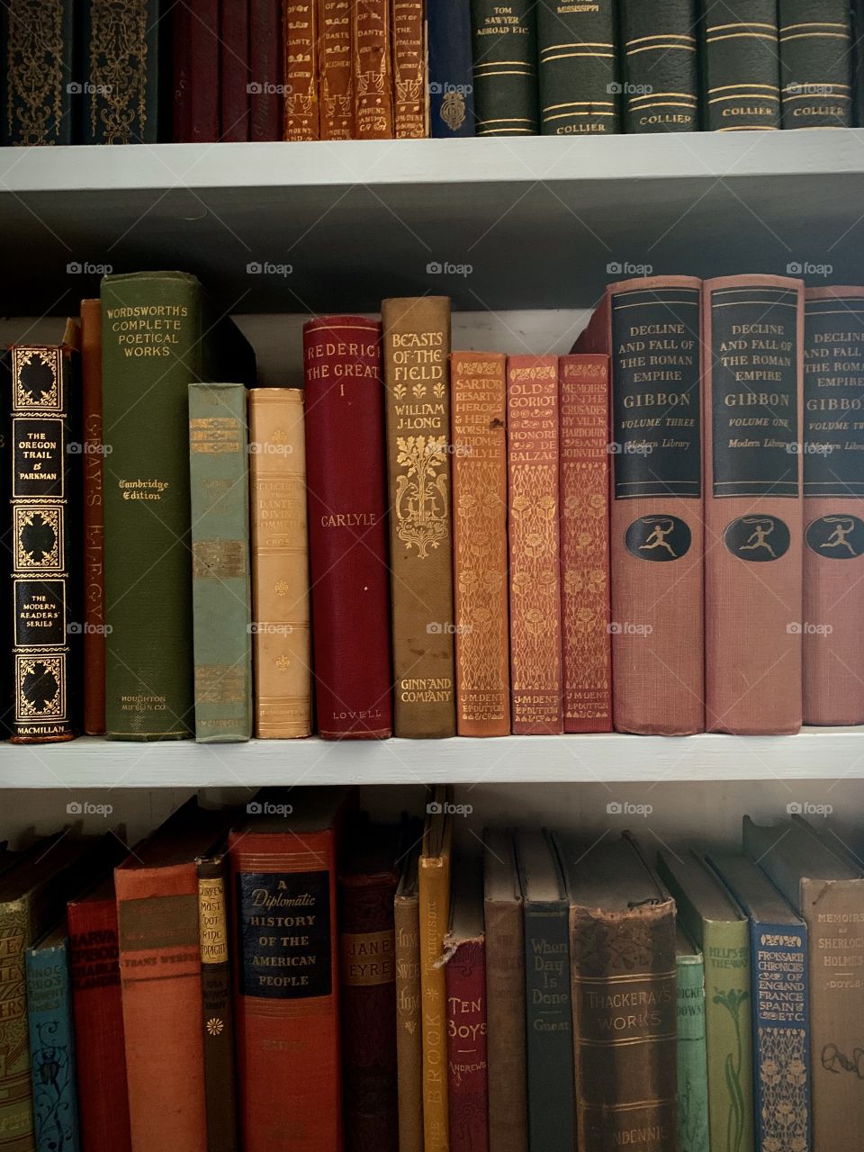 Shelves of old books