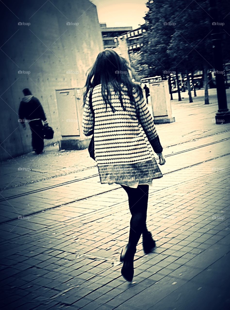 City centre girl. Street photo of girl in Manchester 
