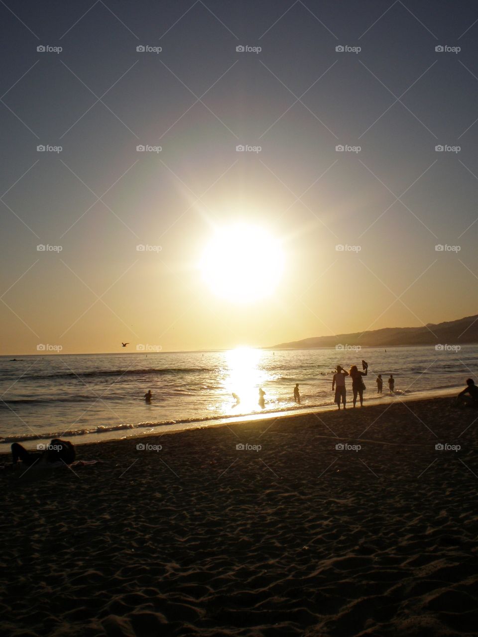 Sunset on California beach