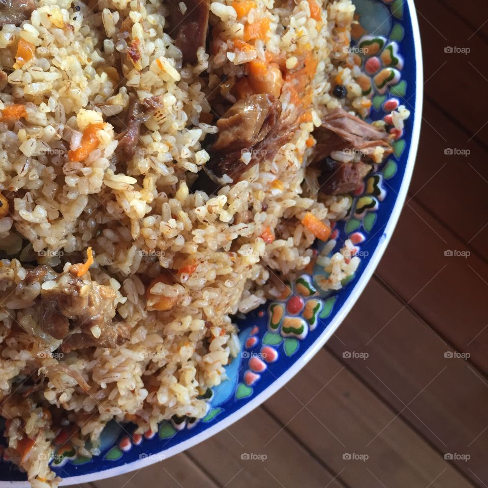 Pilaf with meat and carrot
