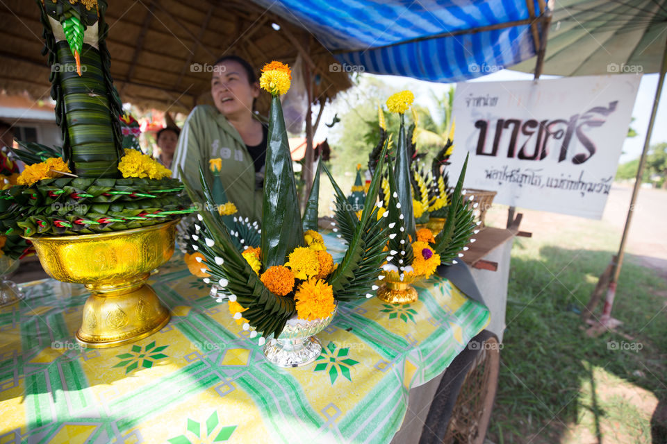 Rice offering for pray in the temple 