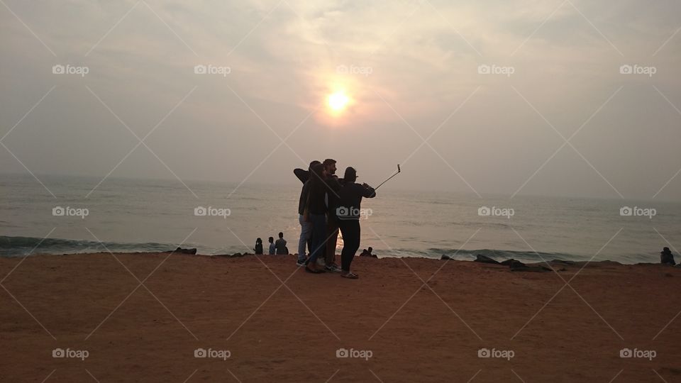 India Puducherry barathi park beach sun rise