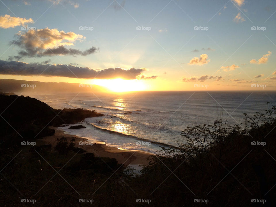 beach ocean sunset scenery by ram808
