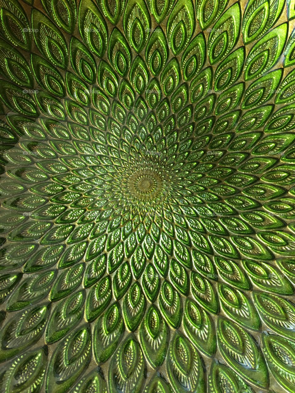 Green vintage peacock plate