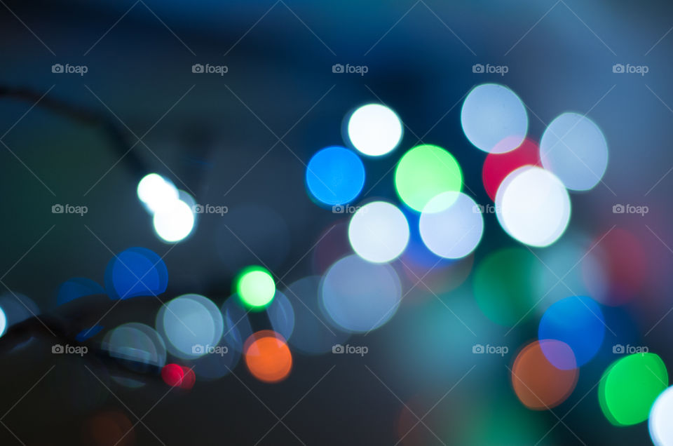 Bokeh effect of colorful christmas lights.