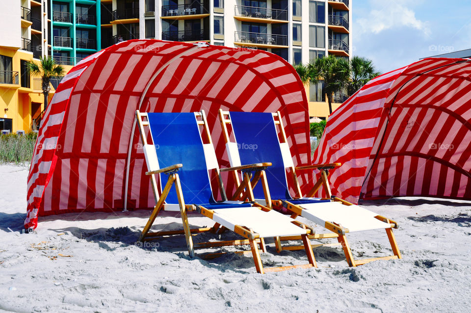 Beach cabana. 