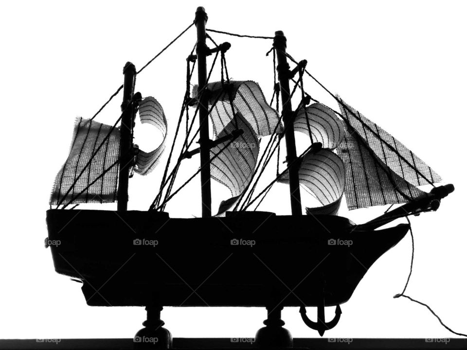 Silhouette of a ship replica
