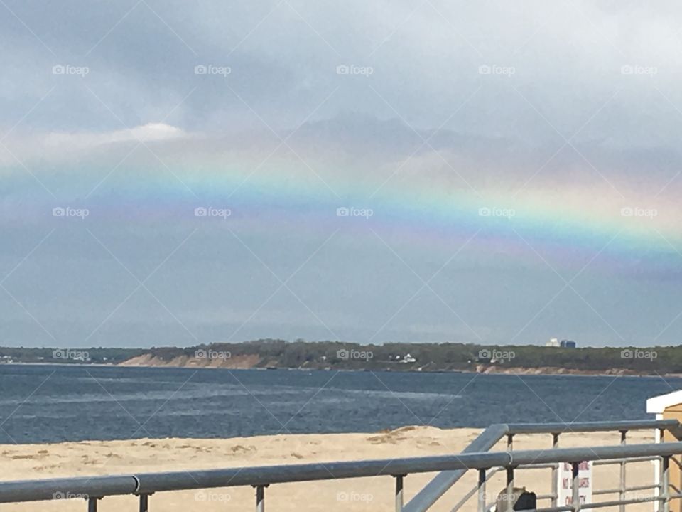 Beautiful rainbow at the beach. 