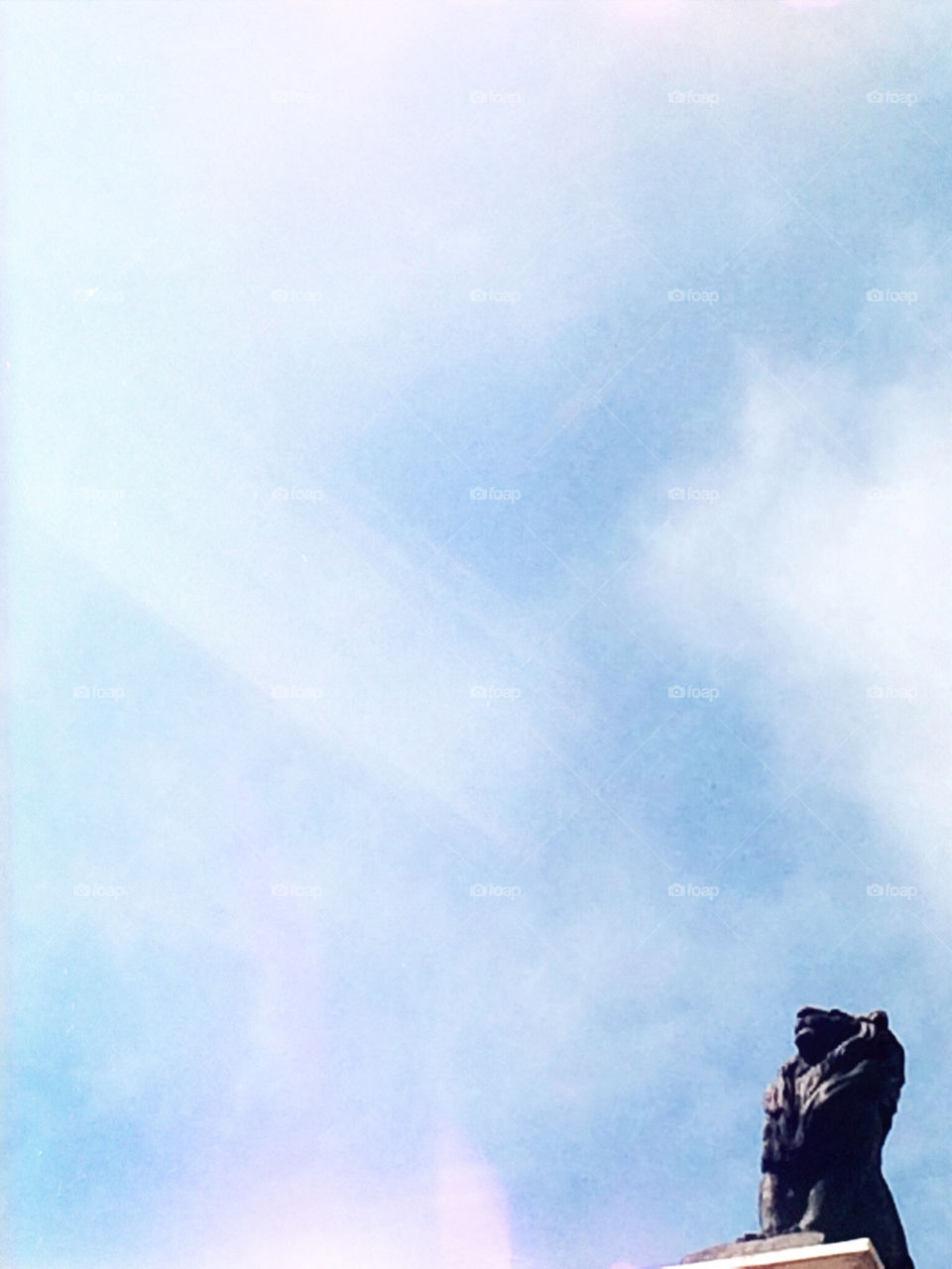 The guardian.. A composition made from a lion statue.
