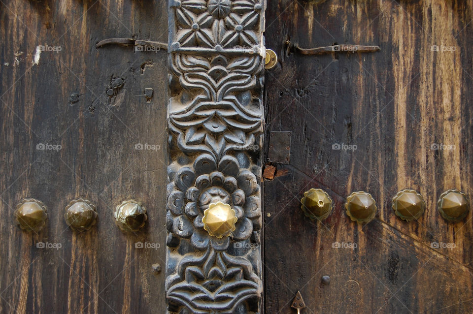 Old worn door in Stonetown on Zanzibar.