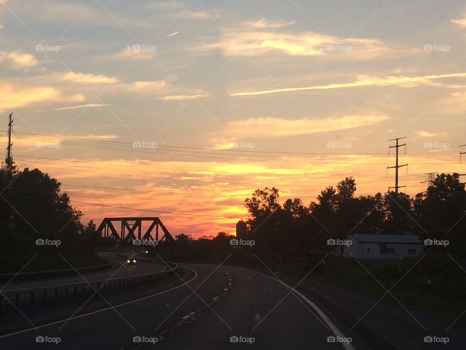 Sunset under the bridge
