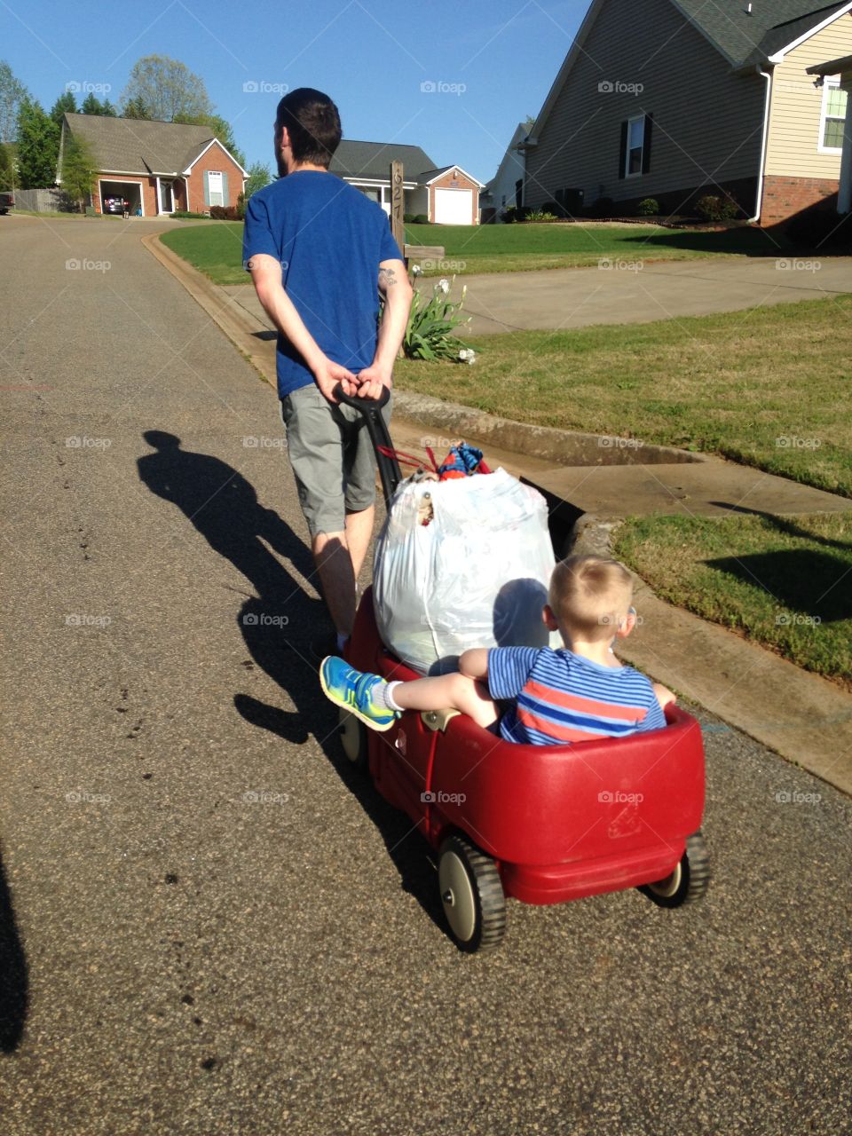 Wagon ride . Taking outgrown clothes to buddy/ neighbor 