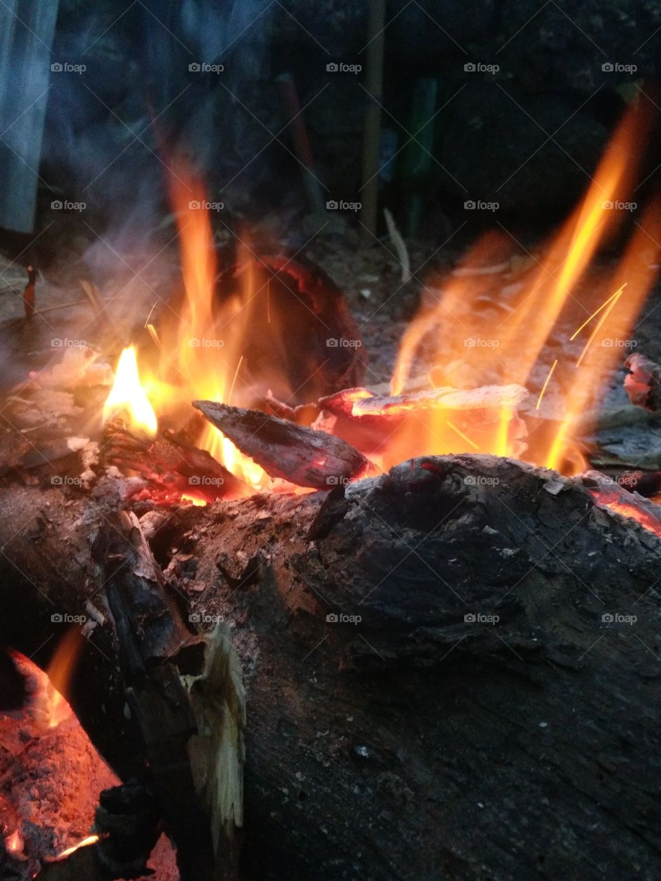 burning pieces of wood repels mosquitoes