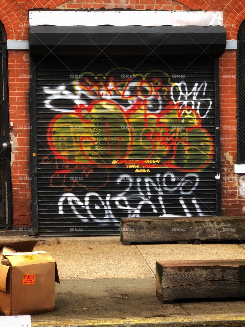 Garage door in the city