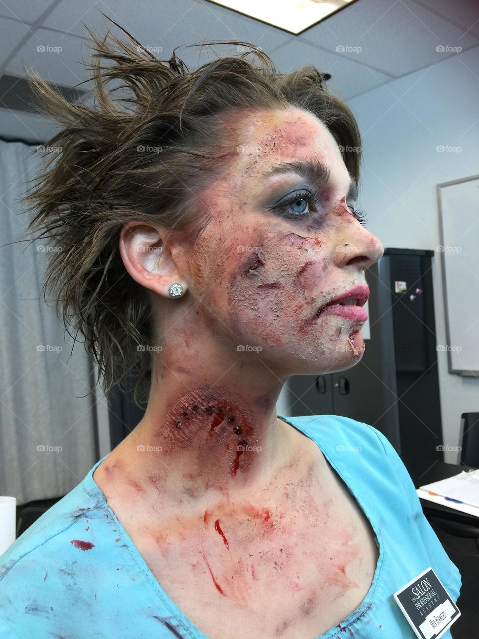 SPFX makeup application at beauty cosmetics school 