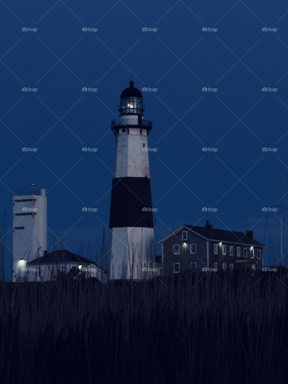 Montauk Lighthouse New York, Seashore, rocks, beach, sea, landscape, sunset, lighthouse,