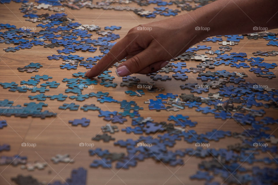 Working together on a puzzle