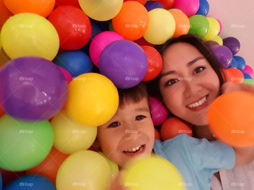 playing in ball pit