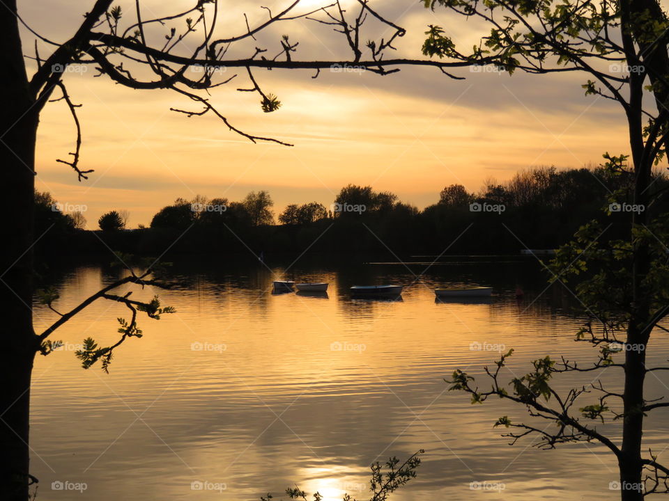 sunset on lake