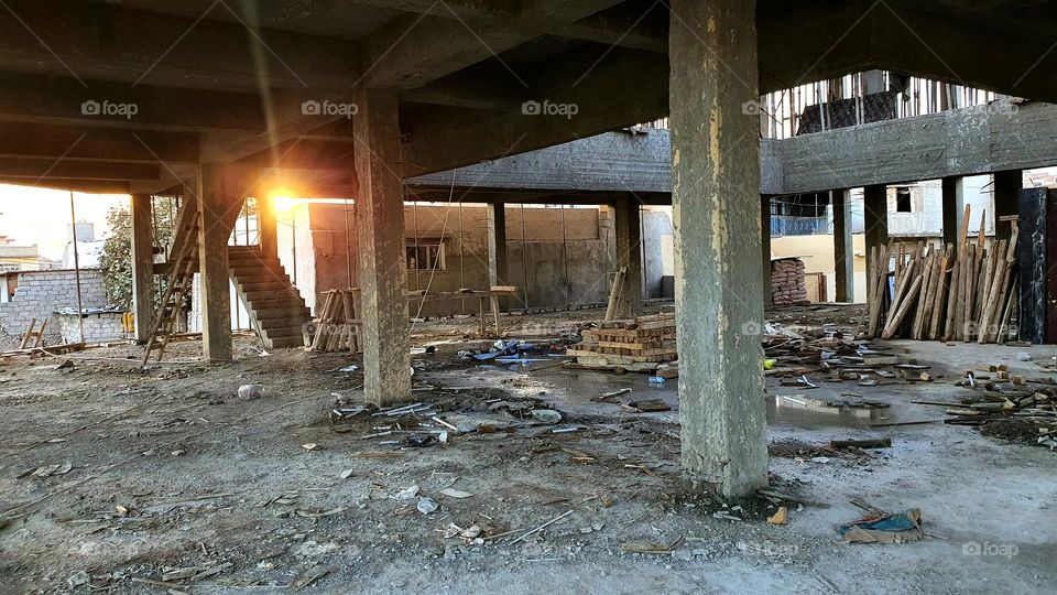 Sunset between the columns