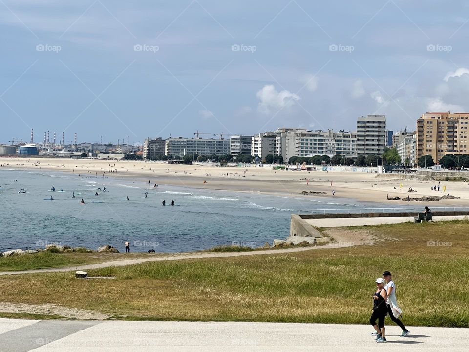 Surfing in the ocean
