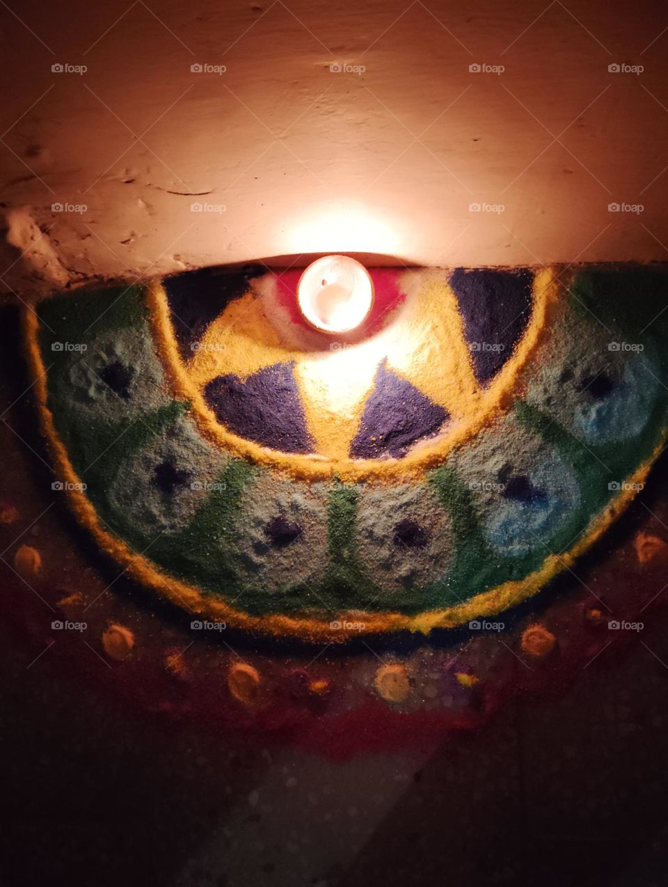 Diwali decoration, rangoli design, different colours with different shades, looks very beautiful generally design on different occasions