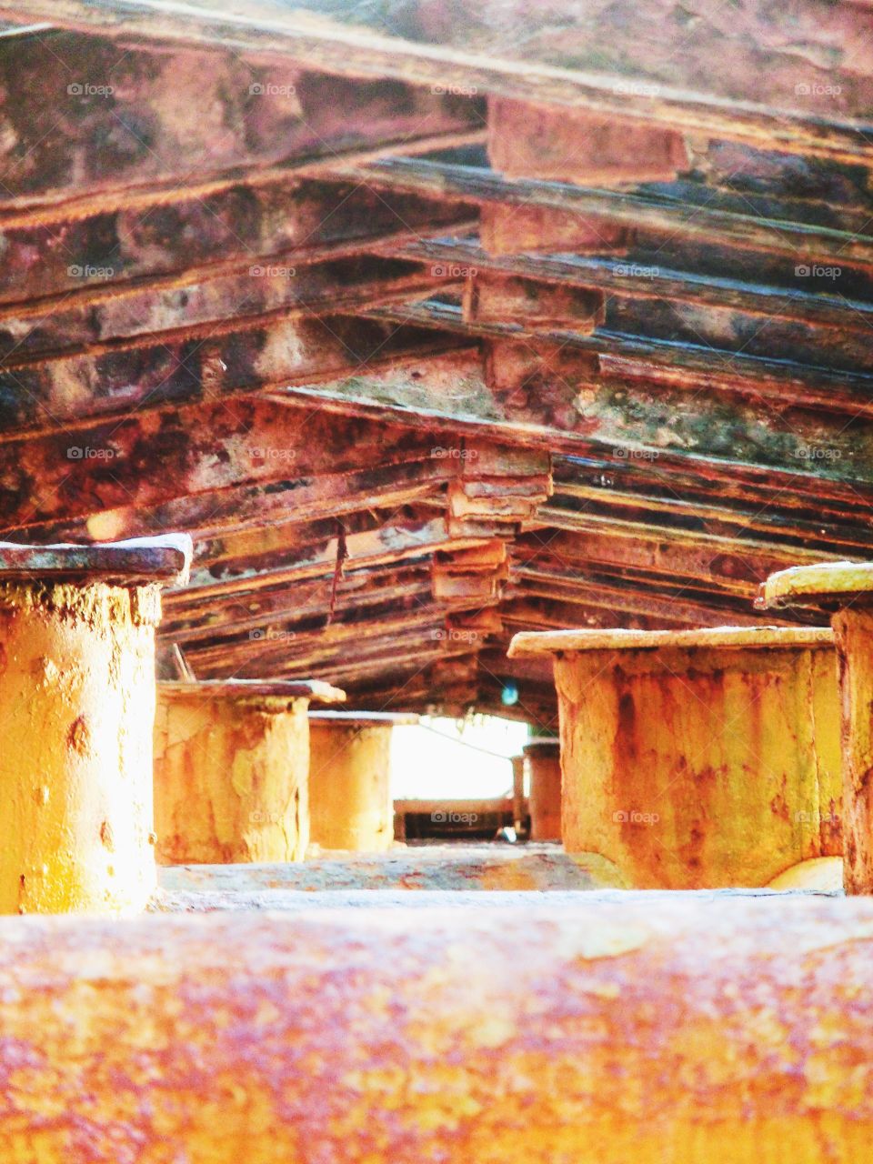 Rusty metal structures of the pier