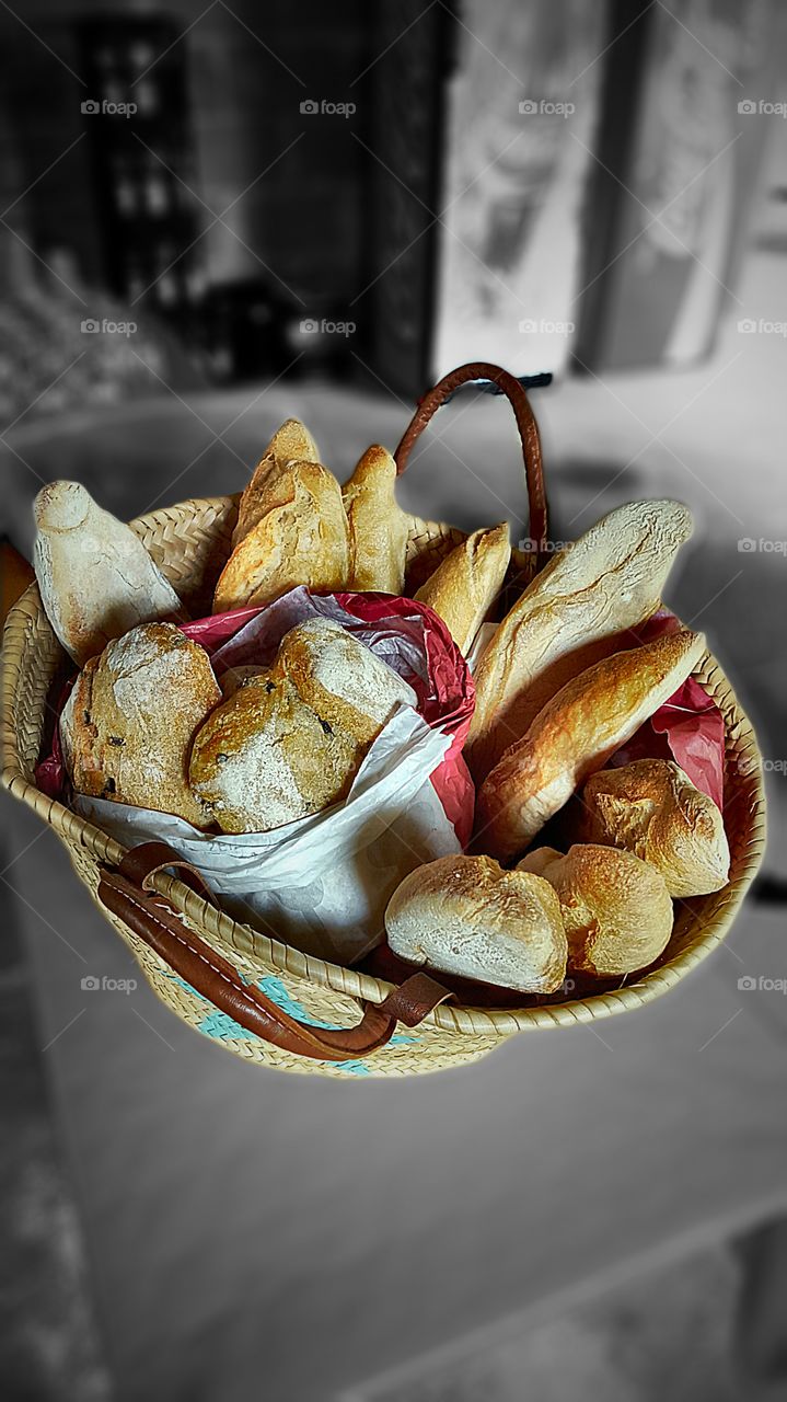 bread. a basket of bread for barbecue