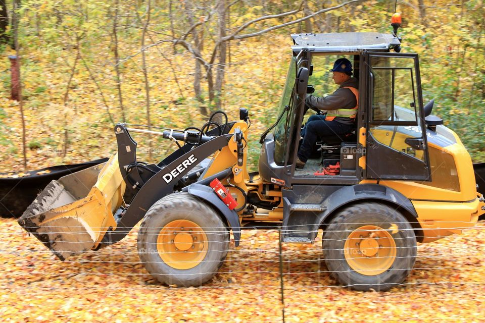 Man working in autumn