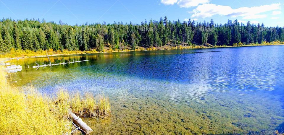 at the lake .line where the water drops to hundreds of feet deep