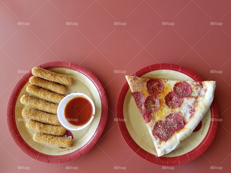 Pizza and cheese sticks