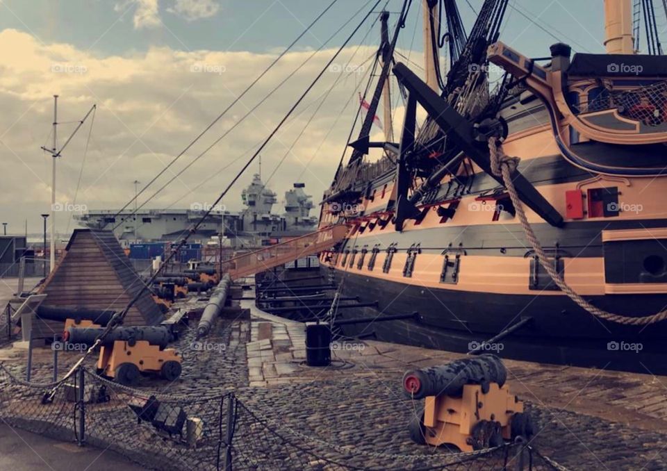 HMS Victory with HMS Queen Elizabeth 