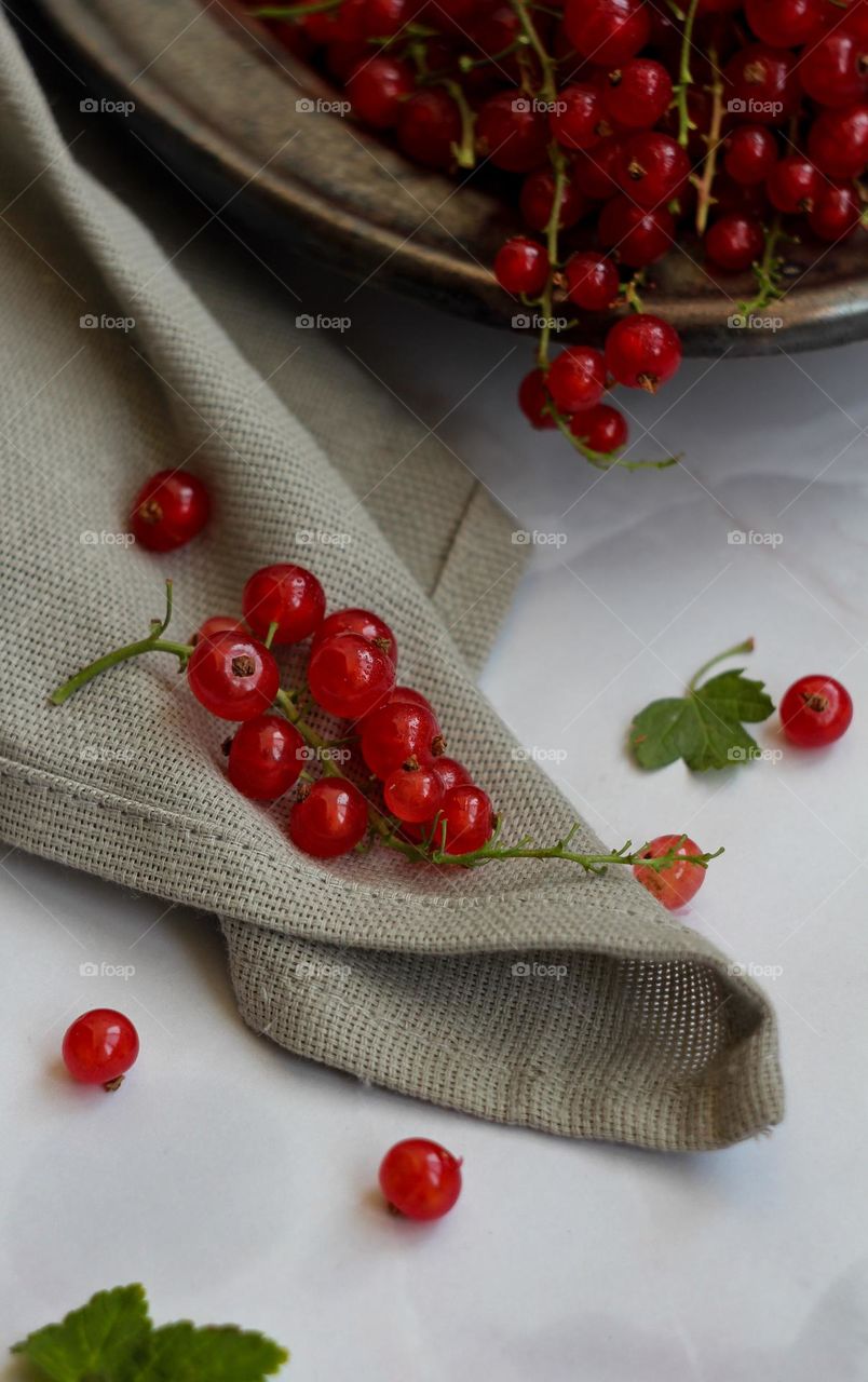 Red currant on a napkin