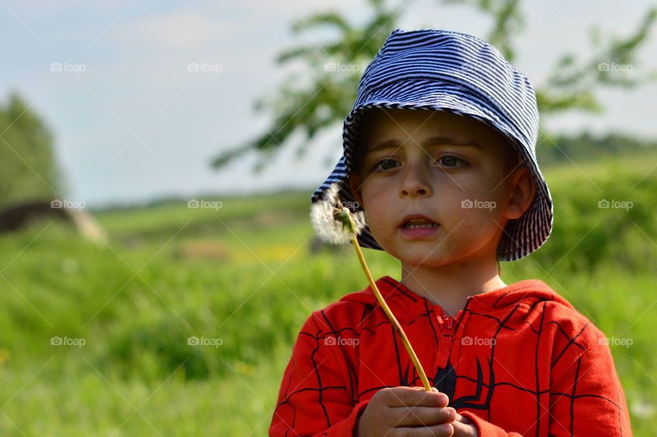 Little boy with a blower series