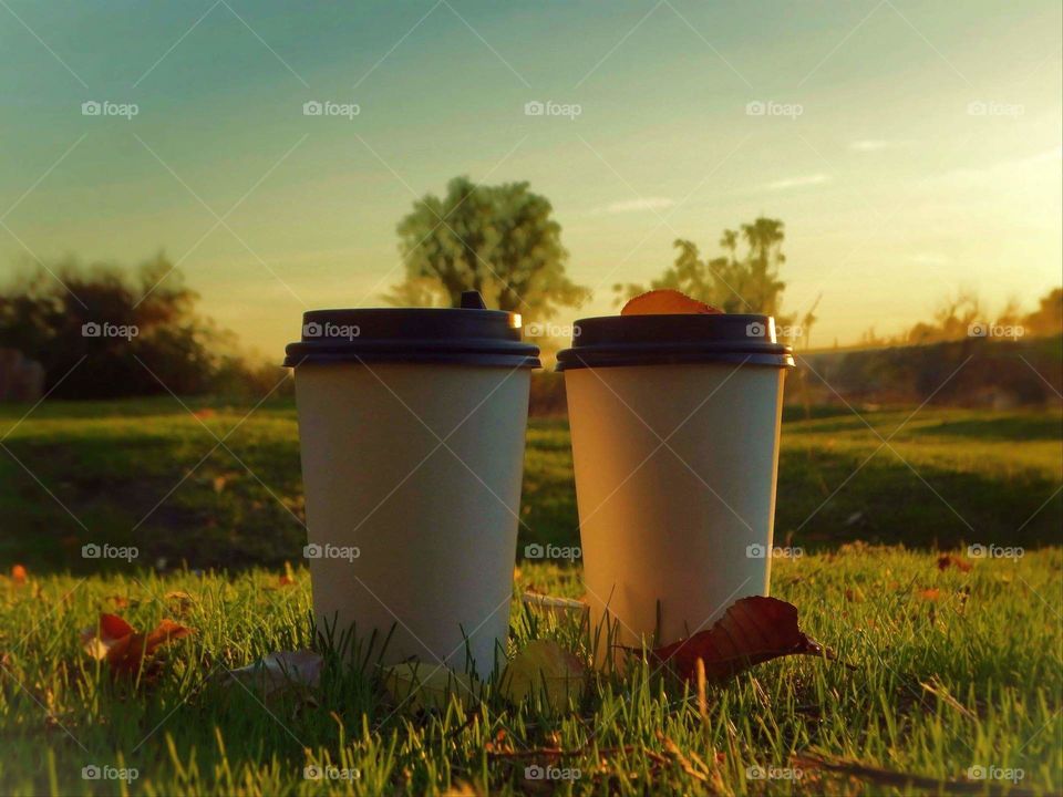 Autumn coffee time in the nature