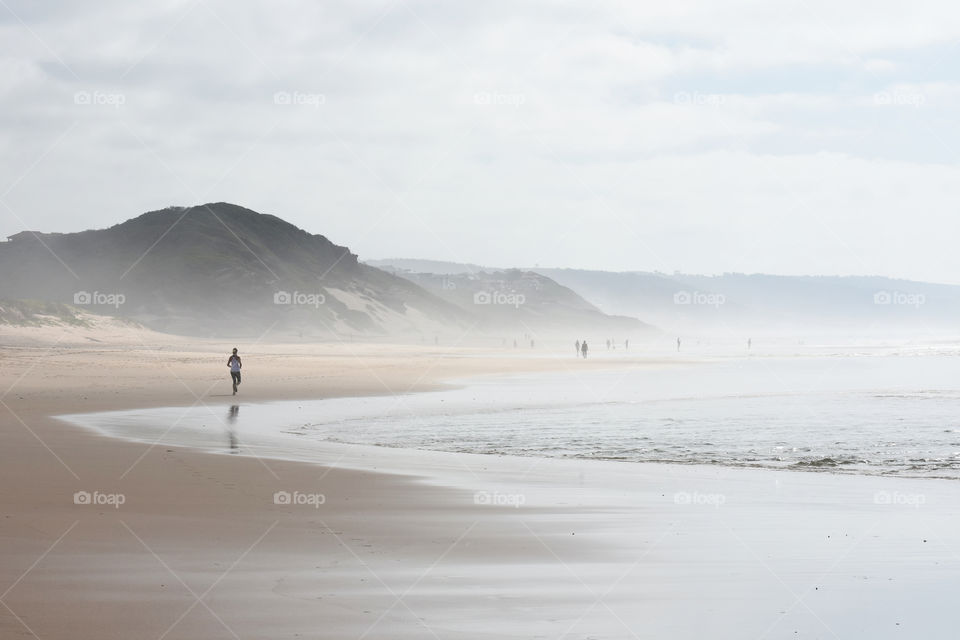 Beach Activity On An Overcast Summer Day, Mossel Bay, South Africa