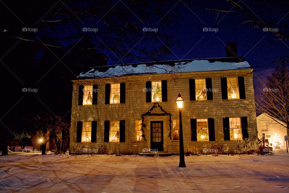 Old Fort house at Christmas. Old Fort House museum decked out for Christmas.  Fort Edward,  NY