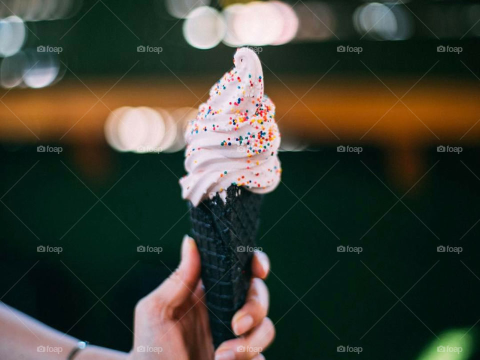 Close-up of a person holding ice cream