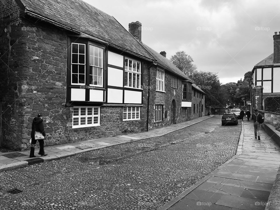 Some of the older worlde houses that sit parallel with Exeter Cathedral. They look so striking and impressive in monochrome.