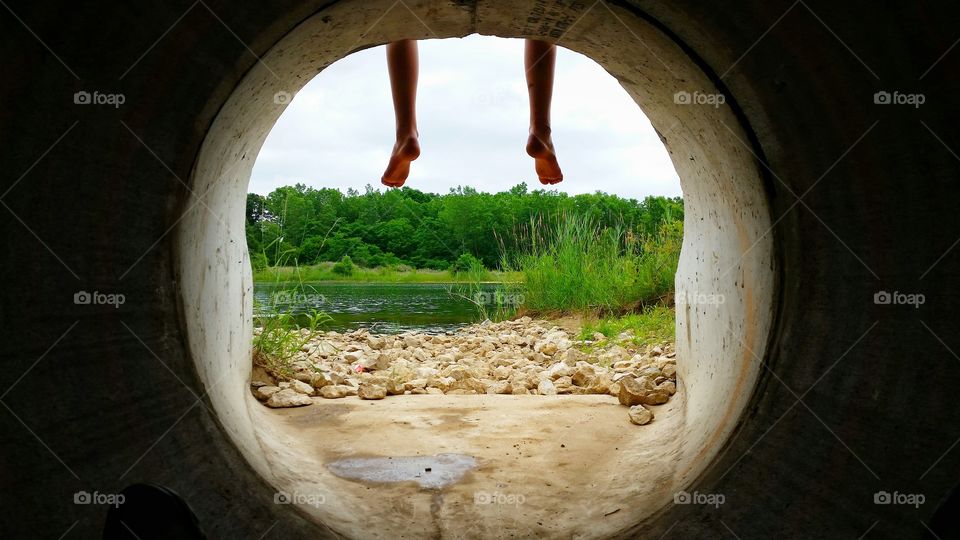 barefoot by the lake