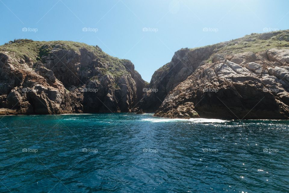 Praia com paisagem linda e fantástica no Brasil, na região do Lagos no Rio de Janeiro, em Arraial do Cabo