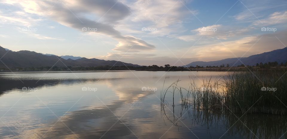 Lake, Water, Dawn, Reflection, Sunset