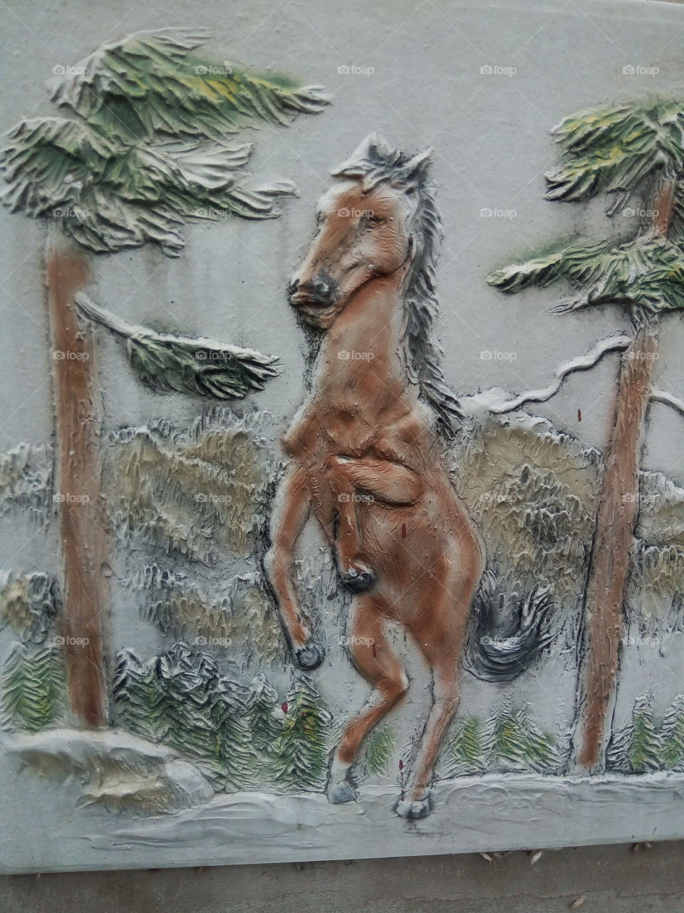 stallion in  a forest