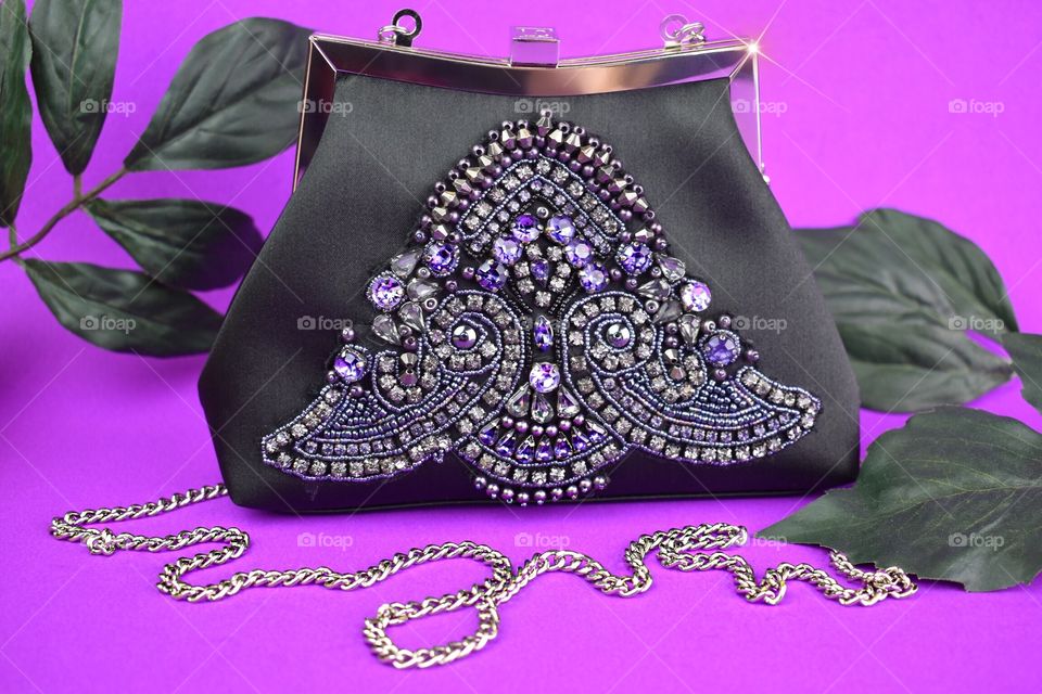 Black and purple purse 