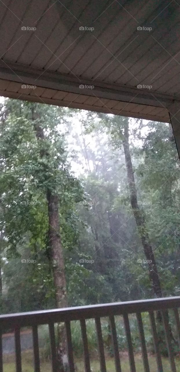 gusting wind and rain